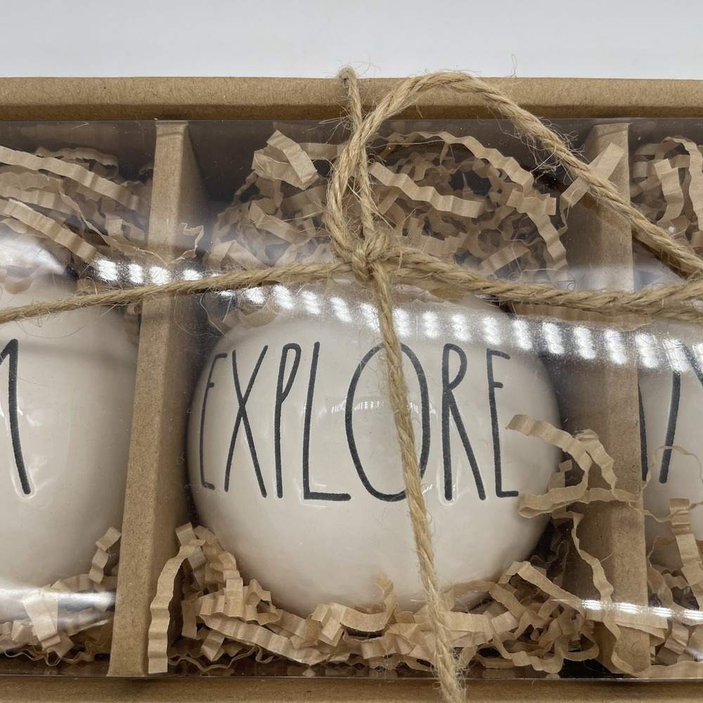 NEW Set of 3 Rae Dunn DREAM EXPLORE IMAGINE Ceramic Ornaments‎ Christmas Holiday - Picture 3 of 11